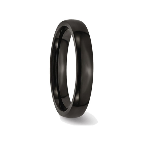 Mens or Ladies Black Plated Stainless Steel 4mm Plated Wedding Band Ring