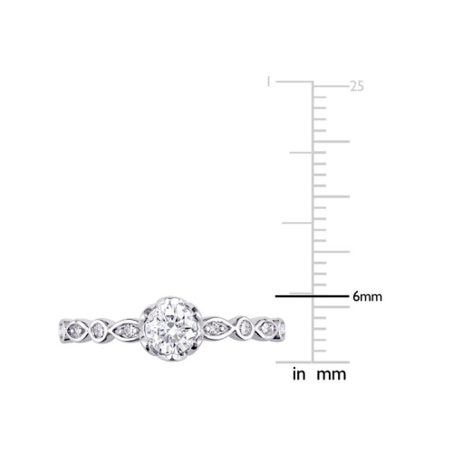 1/2 Carat Diamond Scalloped Engagement Ring in 14K White Gold