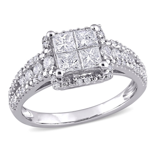 1.00 Carat Princess-Cut Diamond Engagement Ring in 10K White Gold