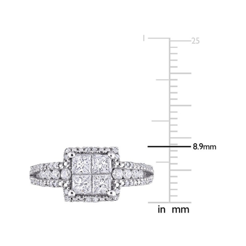 1.00 Carat Princess-Cut Diamond Engagement Ring in 10K White Gold