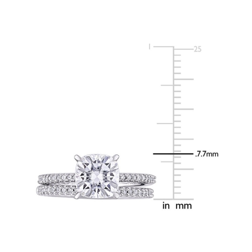 2.00 Carat Lab-Created Moissanite Engagement Bridal Wedding Ring Set 14K White Gold with Diamonds 1/4 Carat (ctw)