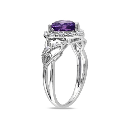 6.50 Carat Amethyst Promise Heart Ring in Rose Plated Sterling Silver with Accent Diamonds