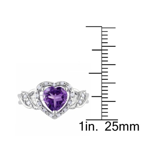 6.50 Carat Amethyst Promise Heart Ring in Rose Plated Sterling Silver with Accent Diamonds