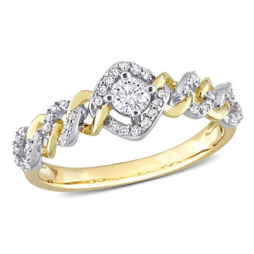 GEM AND HARMONY  1/3 Carat (Ctw G-H-I, I2-I3) Diamond Link Engagement Ring In 10K Gold In Yellow