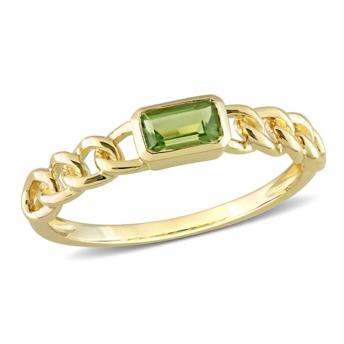 GEM AND HARMONY  1/3 Carat (Ctw) Peridot Link Ring In 10K Gold In Yellow