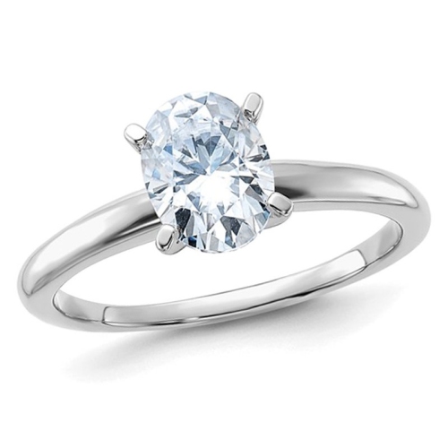 GEM AND HARMONY  1 1/3 Carat (Ctw Color G-H-I) Synthetic Oval Moissanite Solitaire Engagement Ring In 14K Gold In White