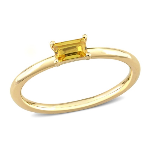 GEM AND HARMONY  1/3 Carat (Ctw) Sapphire Solitaire Baguette Ring In 10K Gold In Yellow