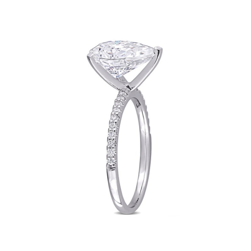 4.20 Carat Solitaire Coupe de poire Moissanite Synthétique Bague de fiançailles 10K White Gold