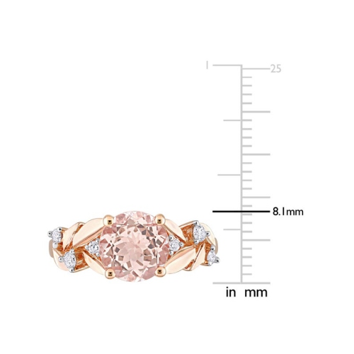 1.75 CARAT Bague florale Morganite à 10k Rose Rose Or avec diamants