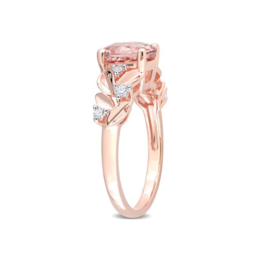 1.75 CARAT Bague florale Morganite à 10k Rose Rose Or avec diamants