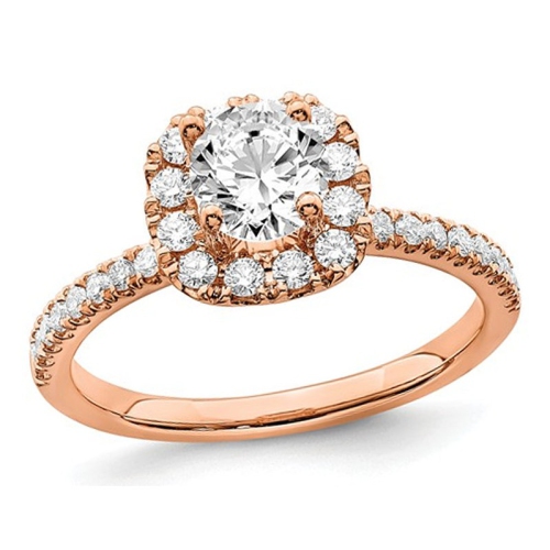 GEM AND HARMONY  3/4 Carat (Ctw G-H-I, Si1-Si2) Lab Grown Diamond Engagement Halo Ring In 14K Rose Gold In Pink