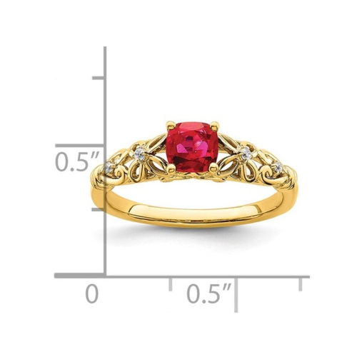 1/2 Carat Cushion-Cut Ruby Ring in 14K Yellow Gold