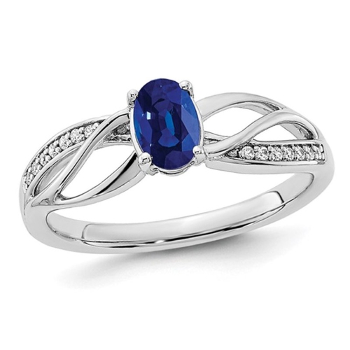 Bague en or blanc 14 ct avec saphir bleu naturel de 3/5 ct