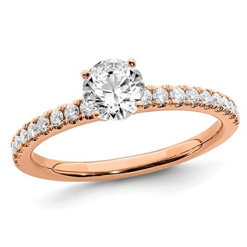 GEM AND HARMONY  1/2 Carat (Ctw Color Si1-Si2, G-H-I) Lab Grown Diamond Engagement Ring In 14K Rose Gold In Pink