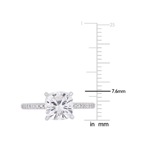 2.00 Carat Synthetic Moissanite Engagement Ring in 14K White Gold with Diamonds 1/10 Carat (ctw I1-I2)