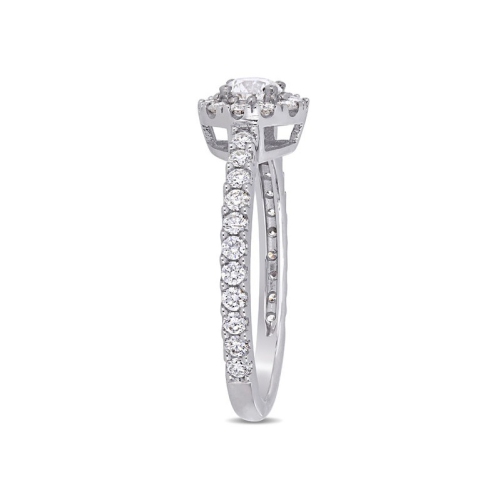 Bague de fiançailles halo en or blanc 14k ct avec diamant H-I