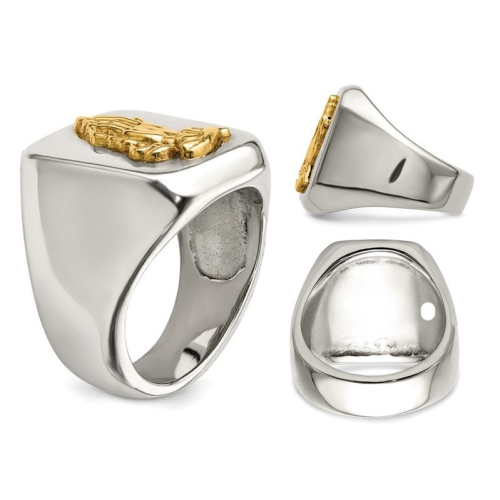 Mens Praying Hands Polished Stainless Steel Ring