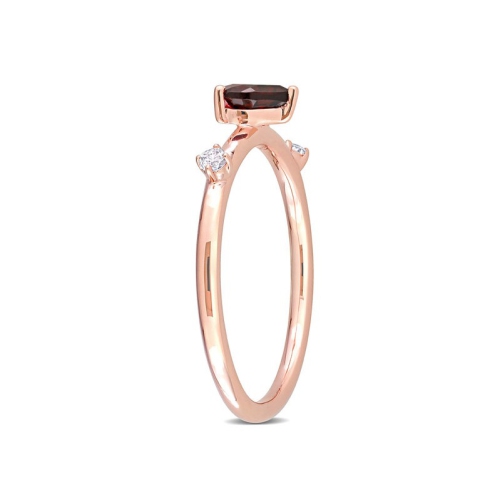 5/8 Carat Garnet Heart Promise Ring in 10K Rose Pink Gold with White Topaz