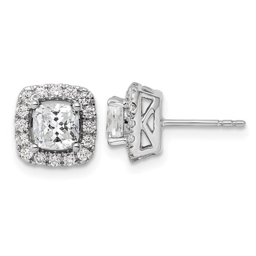 GEM AND HARMONY  1.45 Carat (Ctw) Lab-Created Sapphire Earrings In 14K Gold With Lab-Grown Diamonds In White