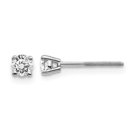 GEM AND HARMONY  1/4 Carat (Ctw Vs2-Si1, D-E-F) Lab Grown Diamond Solitaire Stud Earrings In 14K Gold With Screwbacks In White