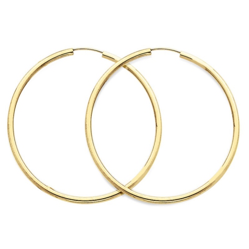 Large Hoop Earrings in 14K Yellow Gold 2 Inch
