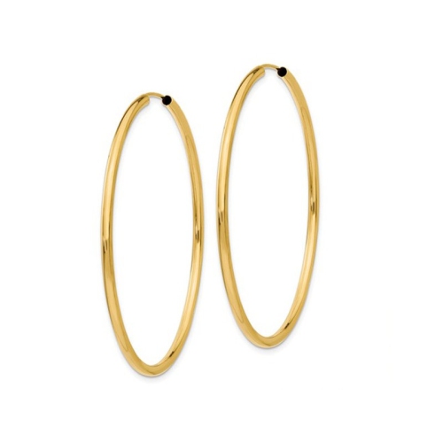 Large Hoop Earrings in 14K Yellow Gold 2 Inch