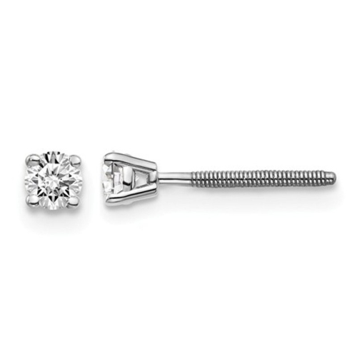 GEM AND HARMONY  1/5 Carat (Ctw Vs2-Si1, D-E-F) Lab Grown Diamond Solitaire Stud Earrings In 14K Gold With Screwbacks In White