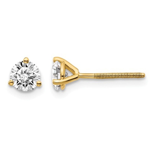 GEM AND HARMONY  2/3 Carat (Ctw Vs2-Si1, D-E-F) Lab Grown Diamond Solitaire Stud Earrings In 14K Gold With Screwbacks In Yellow