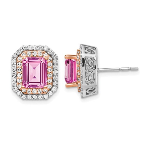 Pink sapphire earrings white on sale gold