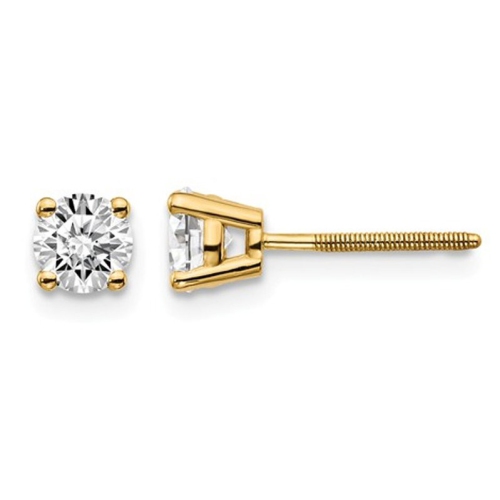 GEM AND HARMONY  2/3 Carat (Ctw Vs2-Si1, D-E-F) Lab Grown Diamond Solitaire Stud Earrings In 14K Gold With Screwbacks In Yellow