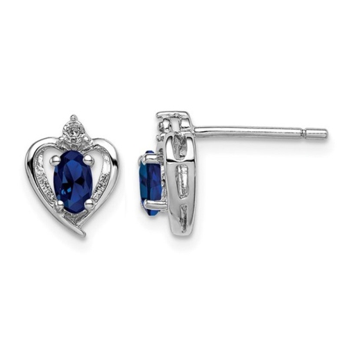 GEM AND HARMONY  1/2 Carat (Ctw) Lab Created Sapphire Heart Earrings In Sterling Silver In Blue