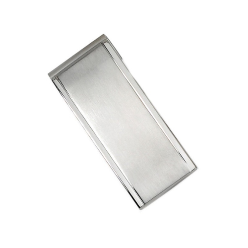 Mens Chisel Money Clip in Polished and Brushed Stainless Steel
