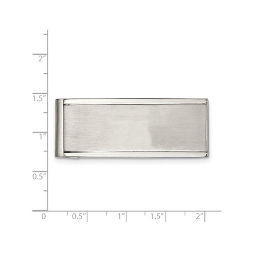 Mens Chisel Money Clip in Polished and Brushed Stainless Steel