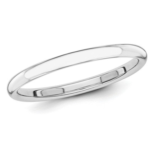 Ladies 14K White Gold 2mm Stackable Wedding Band Ring