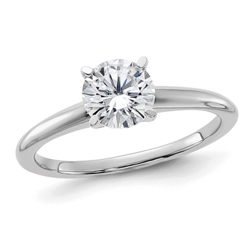 GEM AND HARMONY  1.00 Carat (Ctw Color-D-E-F) Synthetic Moissanite Solitaire Engagement Ring In 14K Gold In White