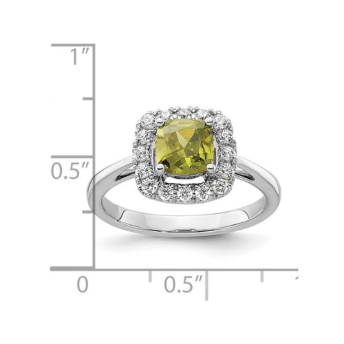 1.00 Carat Peridot Ring in 14K White Gold with Lab-Grown Diamonds 1/4 Carat (ctw)