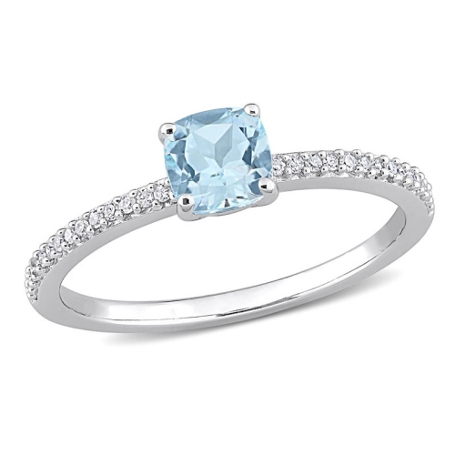 GEM AND HARMONY  4/5 Carat (Ctw) Topaz & Diamond Solitaire Ring In 10K White Gold In Blue
