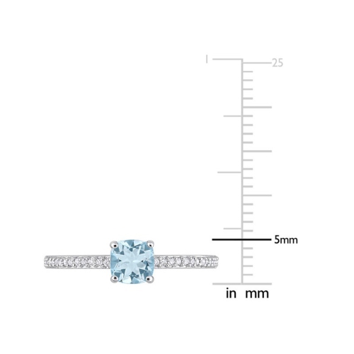 4/5 Carat Blue Topaz & Diamond Solitaire Ring in 10K White Gold