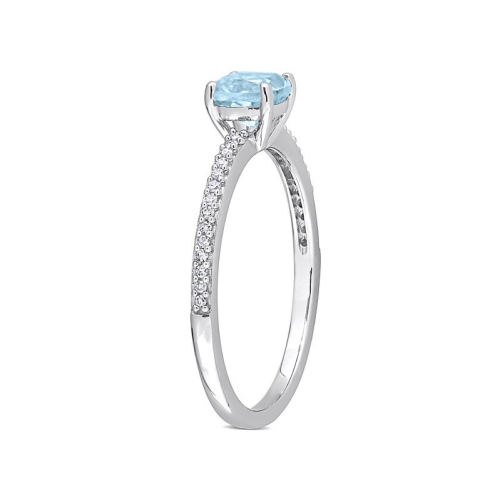 4/5 Carat Blue Topaz & Diamond Solitaire Ring in 10K White Gold