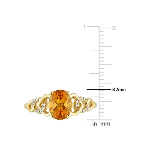 1.10 Carat Oval Madeira Citrine Ring in 10K Yellow Gold with Accent Diamonds
