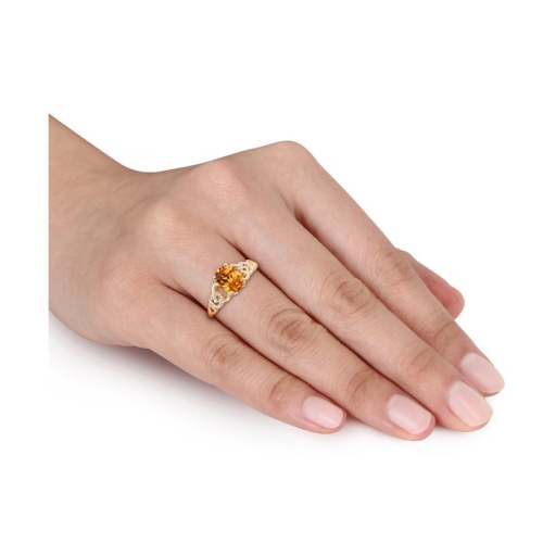 1.10 Carat Oval Madeira Citrine Ring in 10K Yellow Gold with Accent Diamonds