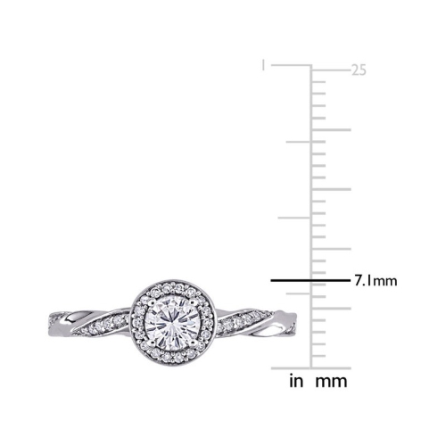 1/2 Carat Diamond Twist Halo Engagement Ring in 10K White Gold