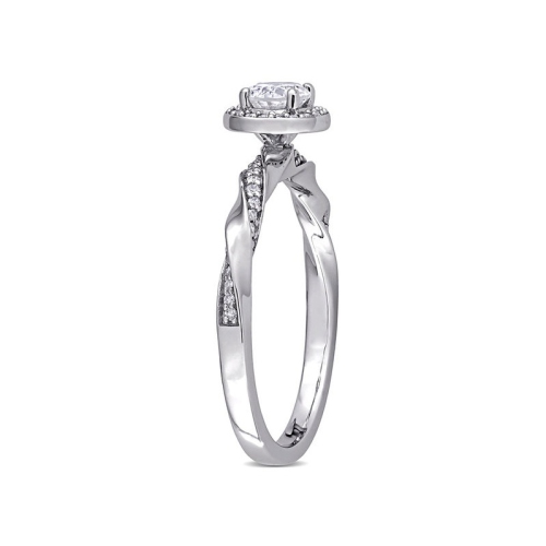 1/2 Carat Diamond Twist Halo Engagement Ring in 10K White Gold