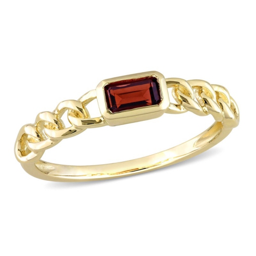 GEM AND HARMONY  1/3 Carat (Ctw) Natural Garnet Link Ring In 10K Gold In Yellow