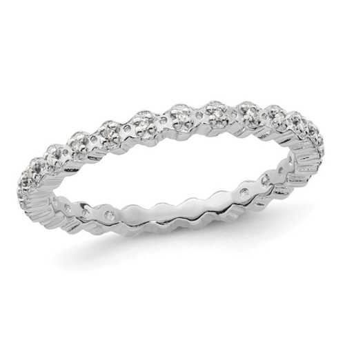 GEM AND HARMONY  1/10 Carat (Ctw) Diamond Accent Eternity Ring In Sterling In Silver