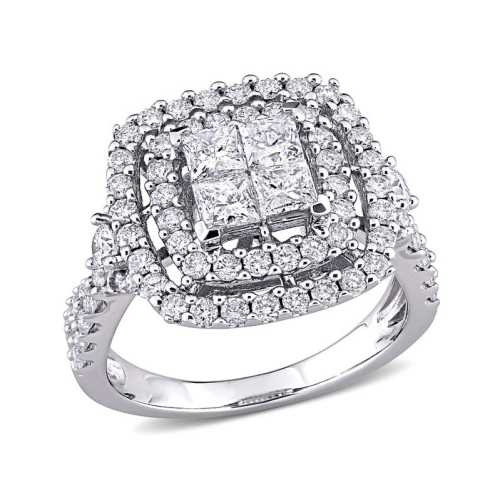 GEM AND HARMONY  2.00 Carat (Ctw H-I, I2-I3) Princess-Cut Diamond Engagement Ring In 14K Gold In White