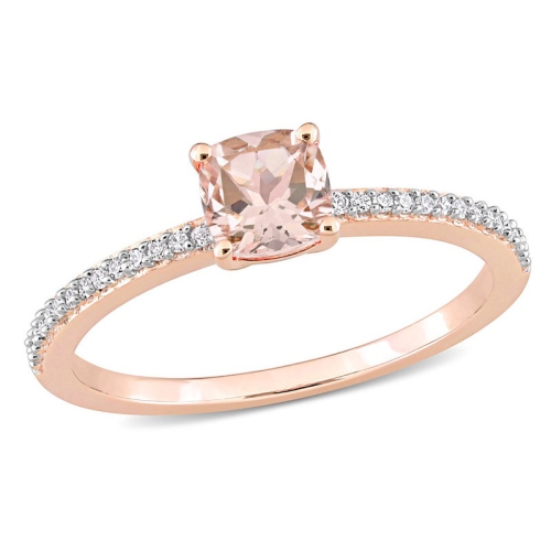 3/5 Carat (ctw) Morganite Ring in 10K Rose Pink Gold with Diamonds