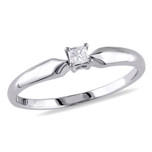 GEM AND HARMONY  1/10 Carat (Ctw I-J, I1-I2) Diamond Solitaire Promise Ring In Sterling In Silver