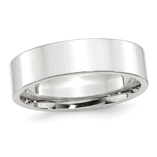 GEM AND HARMONY  Ladies Or Mens 14K Gold 6MM Flat Comfort Fit Wedding Band Ring In White