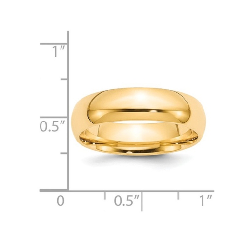 Mens or Ladies 14K Yellow Gold 6mm Comfort Fit Wedding Band Ring